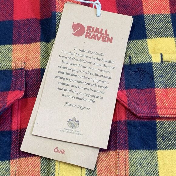 Fjallraven Flannel Shirt Mens Large Red Plaid Skog Slim Fit Long Sleeve Outdoor - Picture 4 of 10